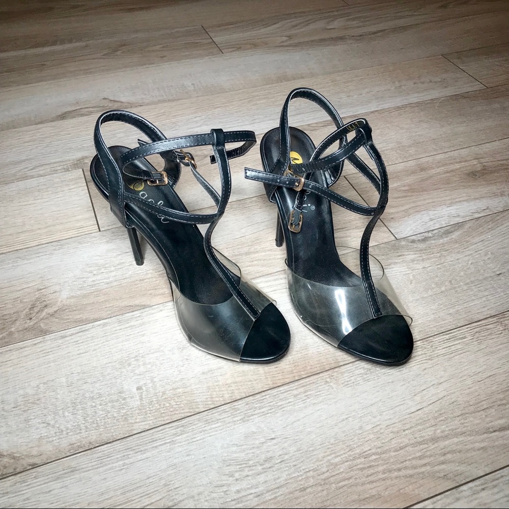 Black Strap Perspex Heels